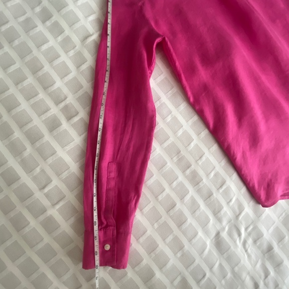 100% Linen Oversized Button Down Shirt Bright Pink Excellent Condition - Picture 7 of 11